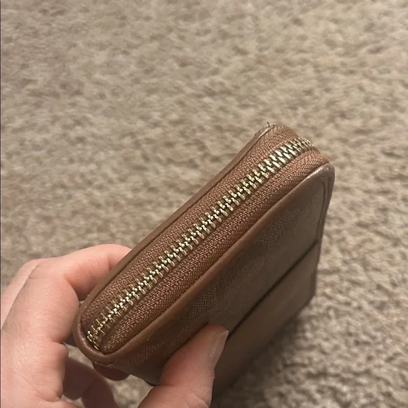 Coach Signature Brown and Tan Zip Wallet - Picture 5 of 8
